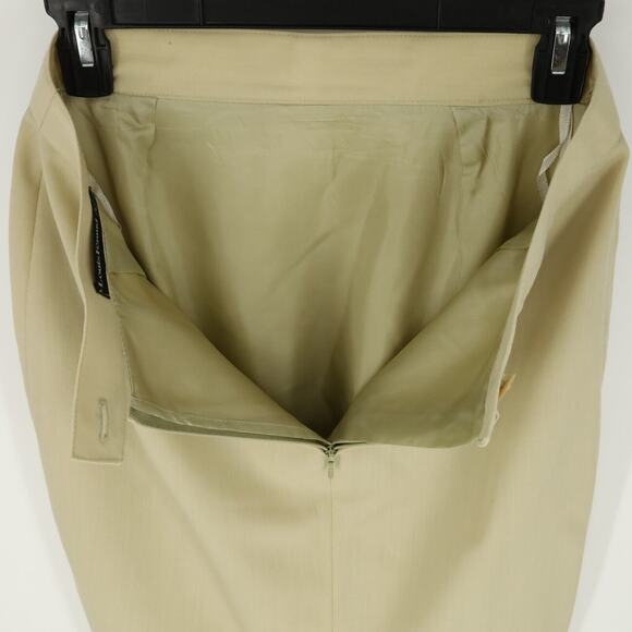 Louis Feraud Skirt Womens 8 Beige Gold Wool Blend Lined Pencil Back Zip Vintage - Picture 10 of 12